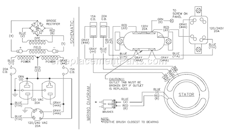 Page C Diagram and Parts List for 1575-0  Briggs and Stratton Generator